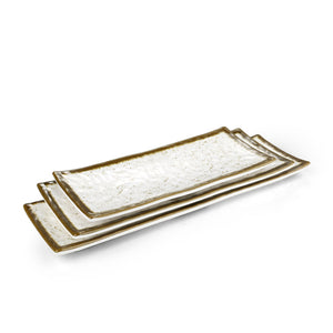 10.5 Inch Green Rim Melamine Rectangular Plates M8016YLC