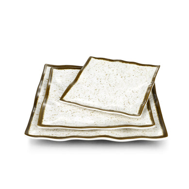 8 Inch Green Rim Melamine Snack Plates Y0878YLC