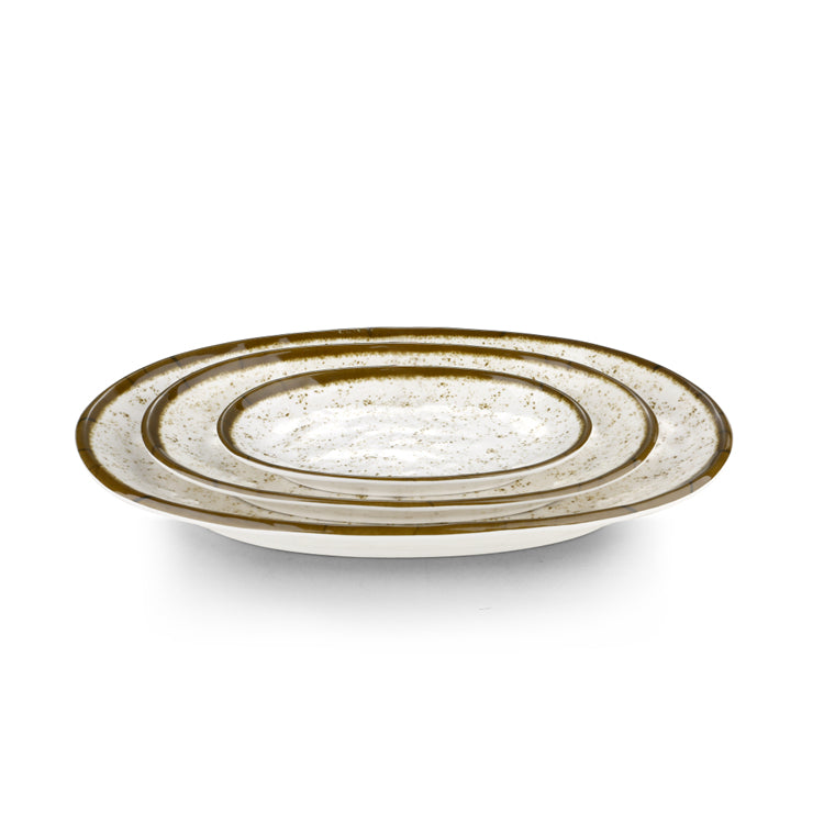 8.1 Inch Green Rim Melamine Oval Plates Y3508YLC