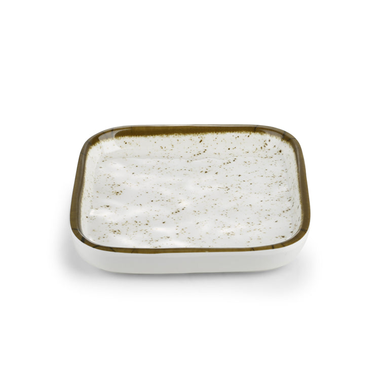 5.7 Inch Green Rim Melamine Rectangular Plate Y4401YLC