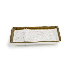 7.5 Inch Green Rim Melamine Rectangular Sushi Plate Y6276YLC