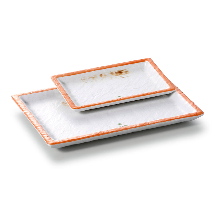 9.6 Inch Orange Rim Melamine Rectangular Plates JM16905YYZQ