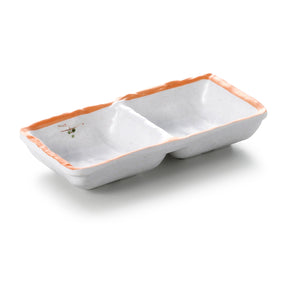 6.2 Inch Orange Rim Melamine 2 Compartment Sauce Dish JM169112YYZQ