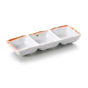 8 Inch Orange Rim Melamine 3 Compartment Sauce Dish JM169113YYZQ