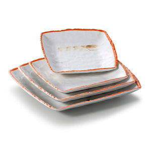 6.8 Inch Orange Rim Square Melamine Dinner Plates JM169118YYZQ