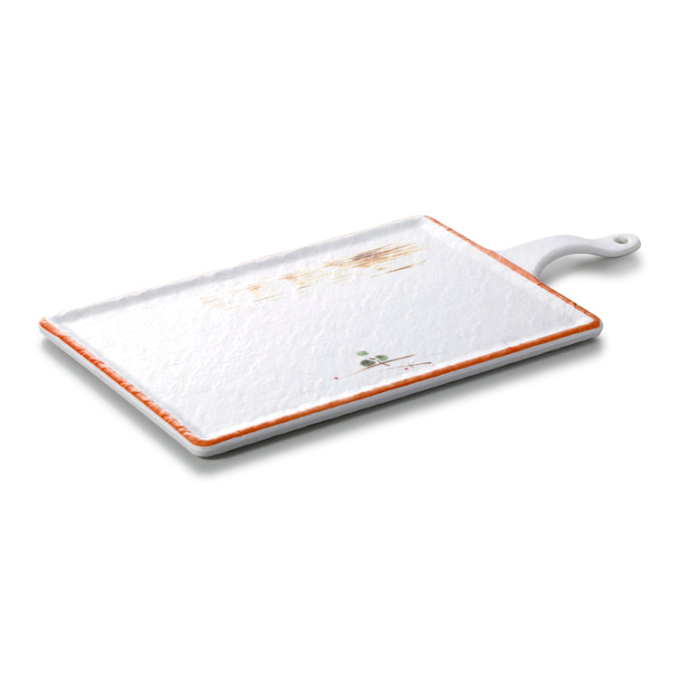 17.6 Inch Rectangular Melamine Steak Plate with Handle JM16912YYZQ