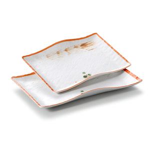 10.6 Inch Orange Rim Irregular Melamine Dinner Plates JM16913YYZQ