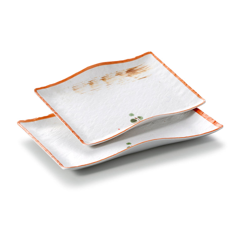 10.6 Inch Orange Rim Irregular Melamine Dinner Plates JM16913YYZQ