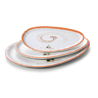 9.8 Inch Orange Rim Oval Melamine Dinner Plates JM16919YYZQ