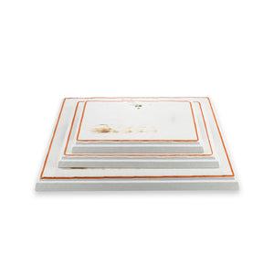 13.4 Inch Orange Rim Rectangular Melamine Flat Plates JM16923YYZQ