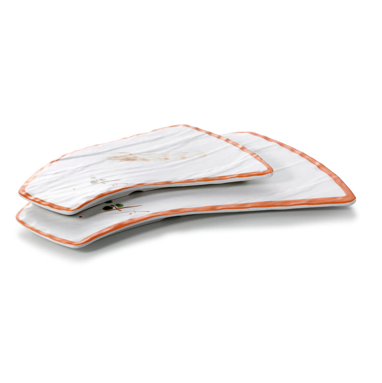 16.1 Inch Orange Rim Irregular Melamine Sushi Plates JM16931YYZQ