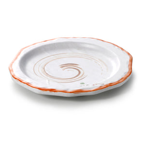 9.8 Inch Orange Rim Irregular Round Melamine Snack Plate JM16933YYZQ