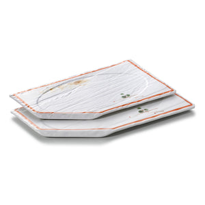 14.5 Inch Orange Rim Irregular Melamine Buffet Plates JM16947YYZQ