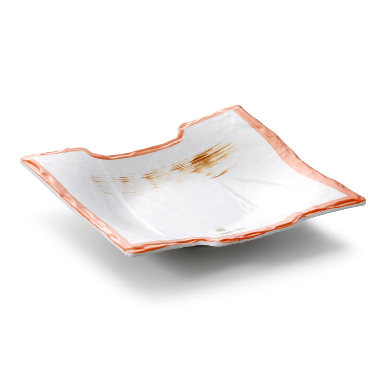 8.3 Inch Orange Rim Irregular Melamine Snack Plate JM16949YYZQ