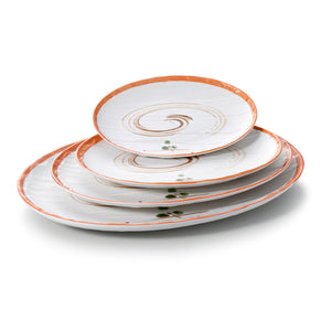 15.4 Inch Orange Rim Oval Melamine Charger Plates JM16955YYZQ