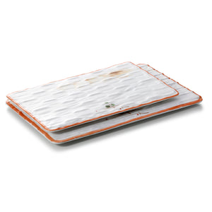 16.4 Inch Orange Rim Rectangular Melamine Plates JM16972YYZQ