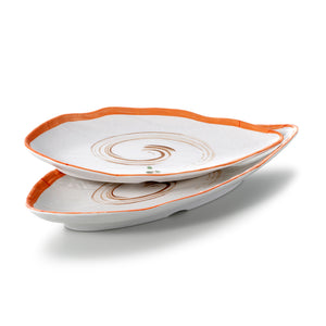 12 Inch Orange Rim Irregular Melamine Plates JM16978YYZQ
