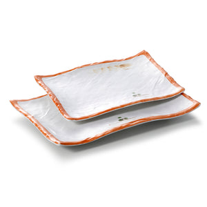 13 Inch Orange Rim Rectangular Melamine Dinner Plates M415020YYZQ