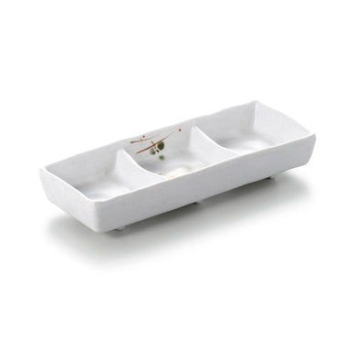 7 Inch White Melamine 3 Compartment Sauce Dish WT638YYZQ