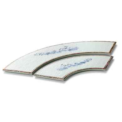 14 Inch Blue with Brown Rim Melamine Arcuated Flat Plates JM16906YYJN