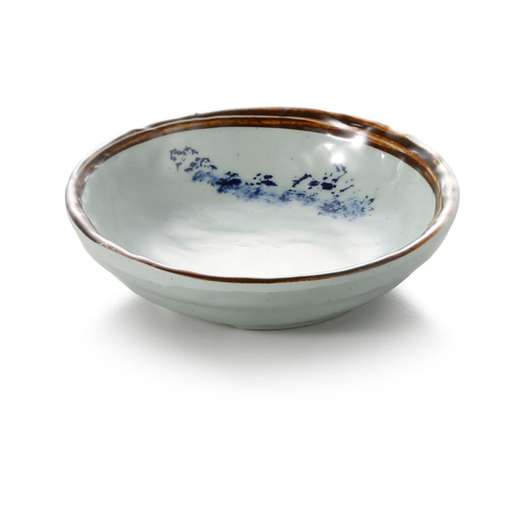 4 Inch Blue with Brown Rim Melamine Round Bowl JM169100YYJN