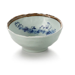 4.5 Inch Blue with Brown Rim Melamine Rice Bowl JM169107YYJN