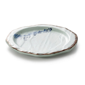 9.8 Inch Blue with Brown Rim Irregular Melamine Food Plate JM16933YYJN