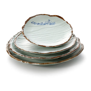 13.8 Inch Blue with Brown Rim Melamine Round Plates JM16942YYJN