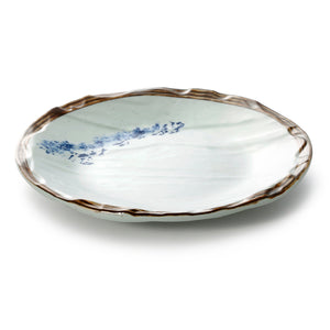 7 Inch Blue with Brown Rim Round Melamine Irregular Plate JM16946YYJN