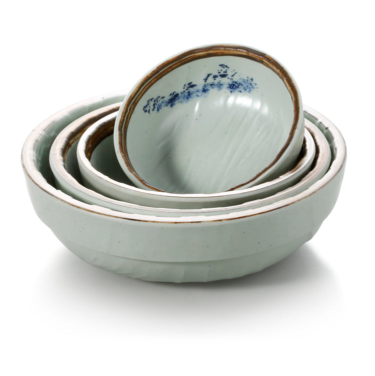 4.5 Inch Blue with Brown Rim Melamine Bowls JM16959YYJN