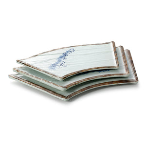 17.7 Inch Blue with Brown Rim Melamine Arcuated Flat Plate JM16969YYJN