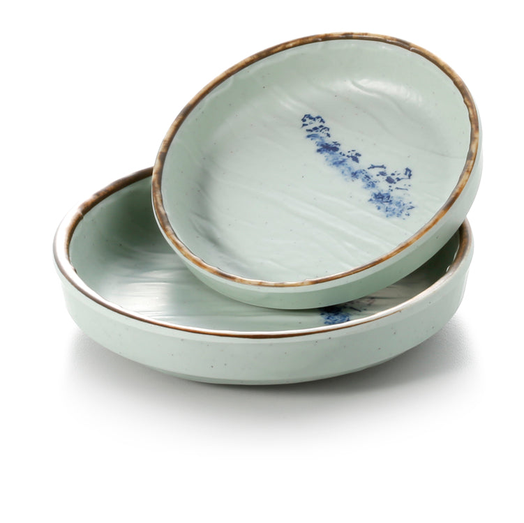 4.5 Inch Blue with Brown Rim Round Melamine Charger Plates JM16986YYJN
