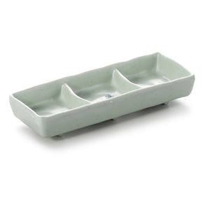 7 Inch Blue Rectangular Melamine 3 Compartment Plate WT638YYJN