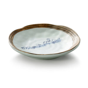 5.5 Inch Blue with Brown Rim Melamine Round Plate YG140023YYJN