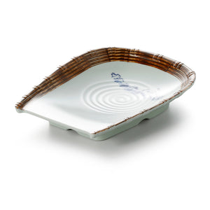 9 Inch Blue With Brown Rim Melamine Irregular Plate YG140081YYJN