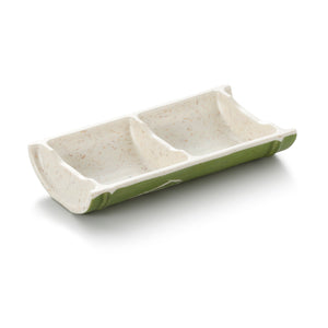 6.3 Inch Bamboo Color Melamine 2 Compartment Sauce Dish 19002QSCZ