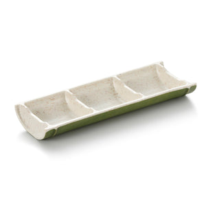 9.3 Inch Bamboo Color Melamine 3 Compartment Sauce Dish 19003QSCZ