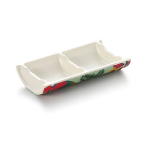 6.3 Inch 2 Compartment Bamboo Shape Melamine Sauce Dish 19002Hnzc