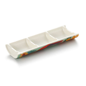 9.3 Inch 3 Compartment Bamboo Shape Melamine Sauce Dish 19003HNZC