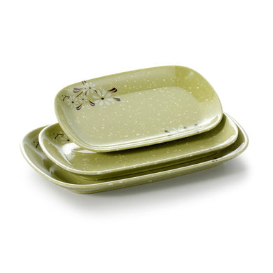 7 Inch Green Flower Melamine Rectangular Plates 300XCJ