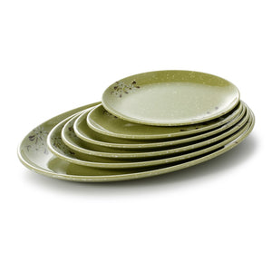 7.95 Inch Green Flower Oval Melamine Charger Plates 63008XCJ