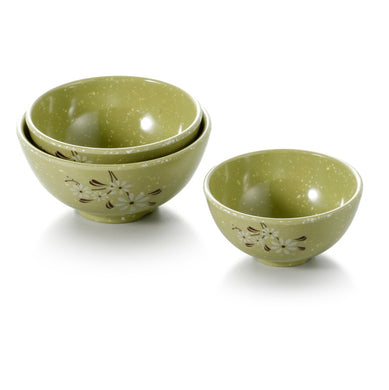 4 Inch Green Flower Melamine Round Bowls 73004XCJ