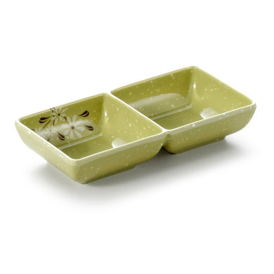 5.7 Inch Green Flower Melamine 2 Compartment Plate 74006XCJ