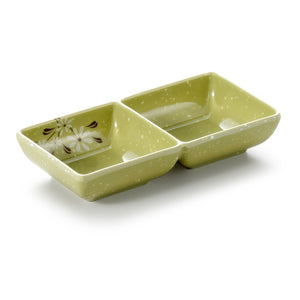 5.7 Inch Green Flower Melamine 2 Compartment Plate 74006XCJ
