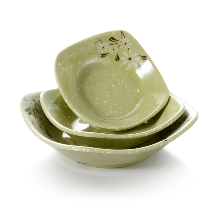 4 Inch Green Flower Melamine Square Plates 75004XCJ