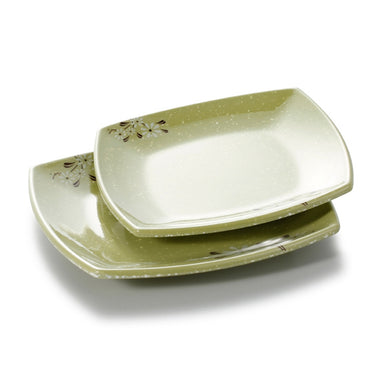 7.8 Inch Green Flower Rectangular Melamine Charger Plates J411520XCJ