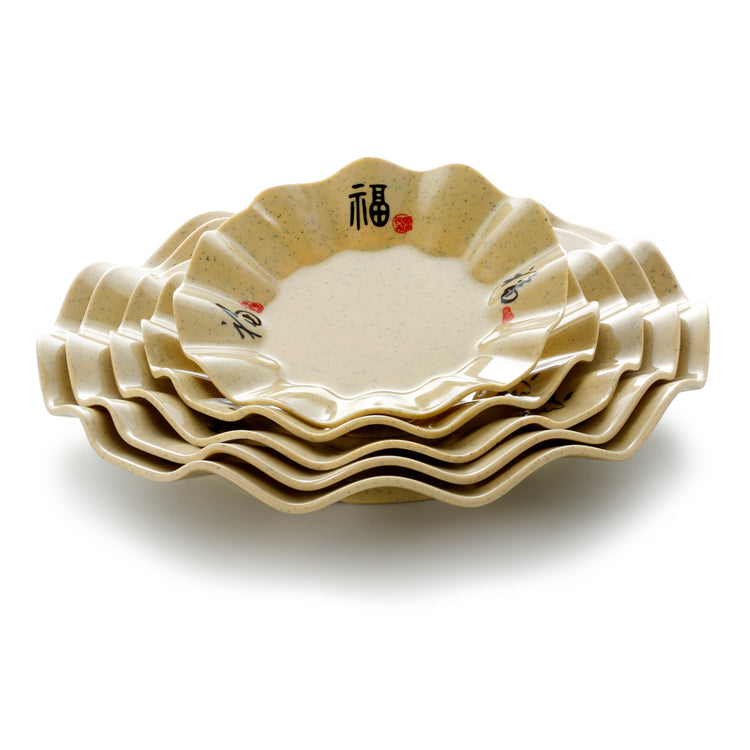 6.5 Inch Yellow Irregular Melamine Flower Shaped Plates 62007CSF