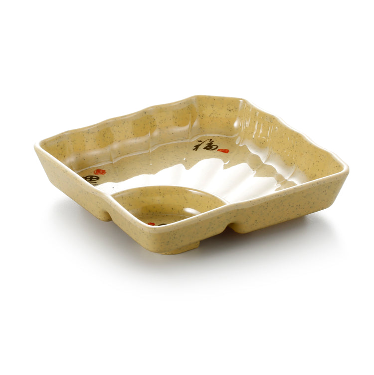 6.1 Inch Yellow Irregular Melamine Divided Plate 71006CSF