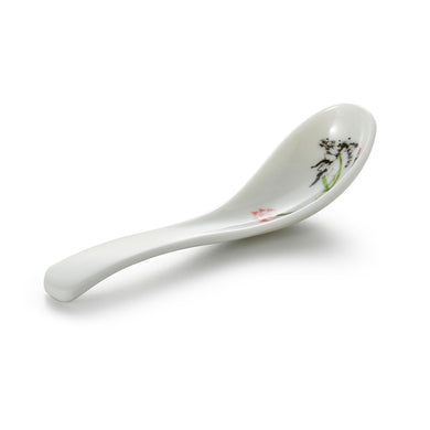 Lotus Pattern Melamine White Spoon C31003HTYS