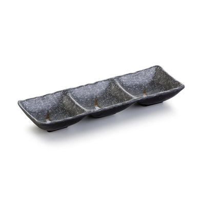 10.5 Inch Black melamine 3 compartment Sauce Dish 15105PM